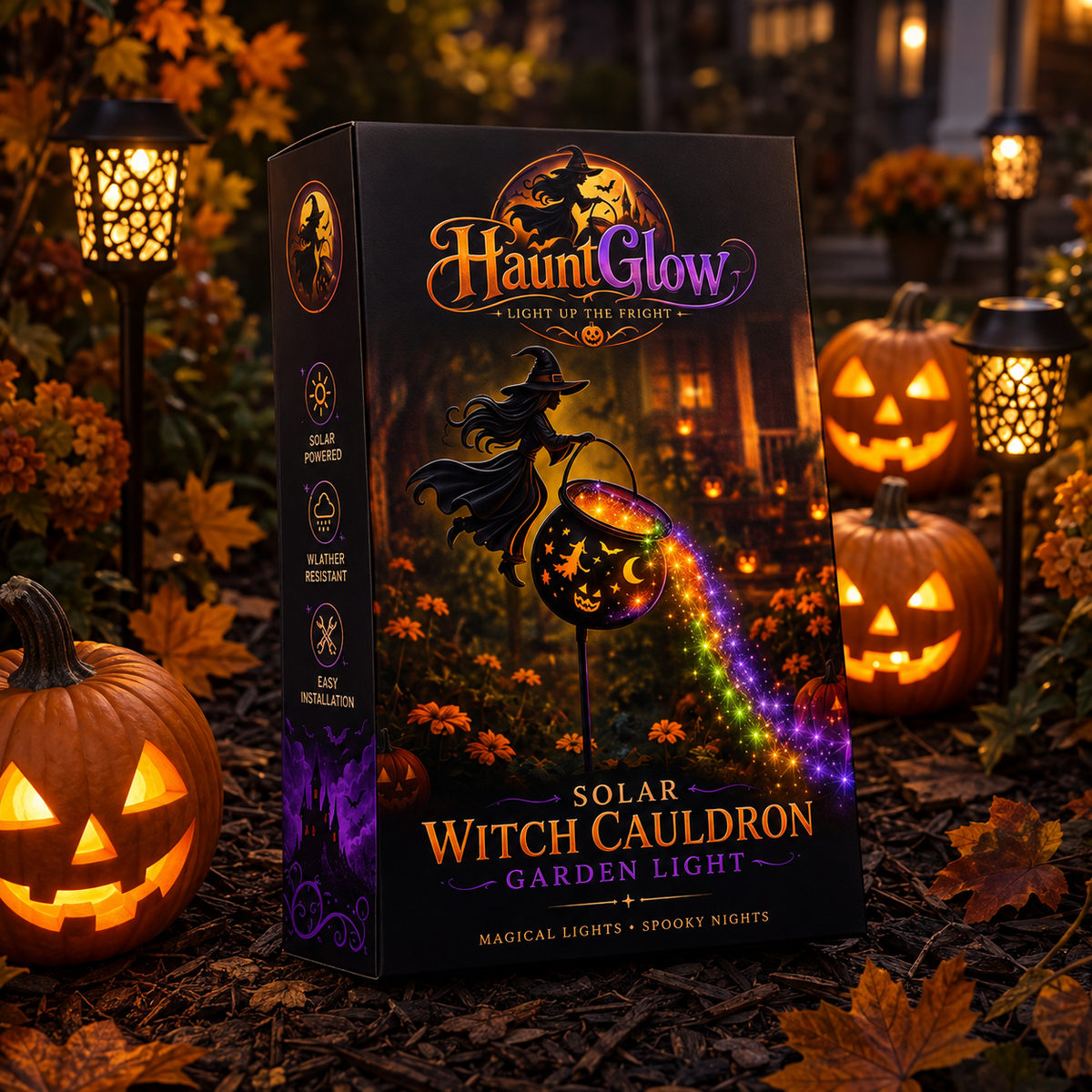 HauntGlow™ Solar Witch Cauldron Garden Light