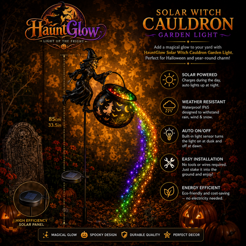 HauntGlow™ Solar Witch Cauldron Garden Light