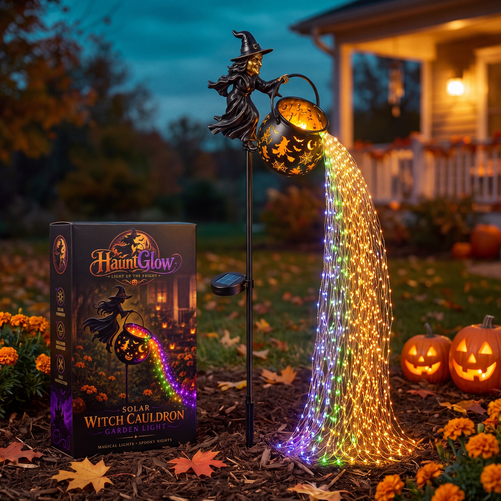 HauntGlow™ Solar Witch Cauldron Garden Light